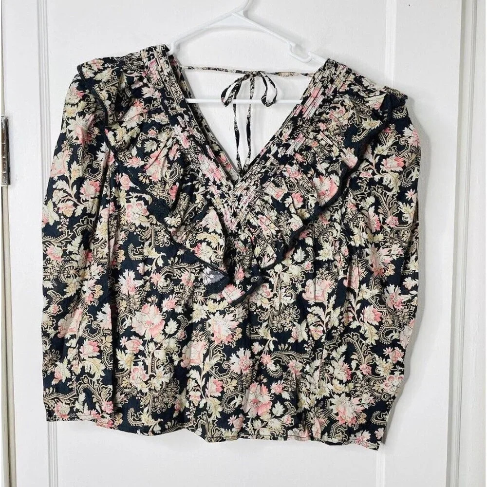 St Roche Blouse 6 Floral Peasant Prairie Boho Cottagecore Organic Cotton Ruffle
